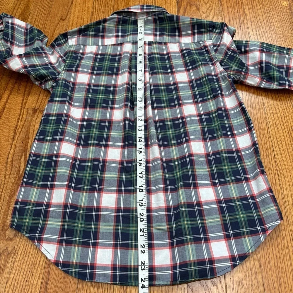 Ralph Lauren Boys Navy White Plaid Long Sleeve Button Down Classic Shirt  M